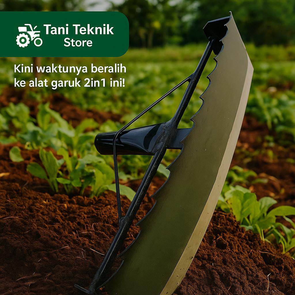Garukan Rumput & Gulma 2 in 1 Baja Asli - Ukuran 40cm | Alat Cakar Tanah Multifungsi pembersih Kebun sawit