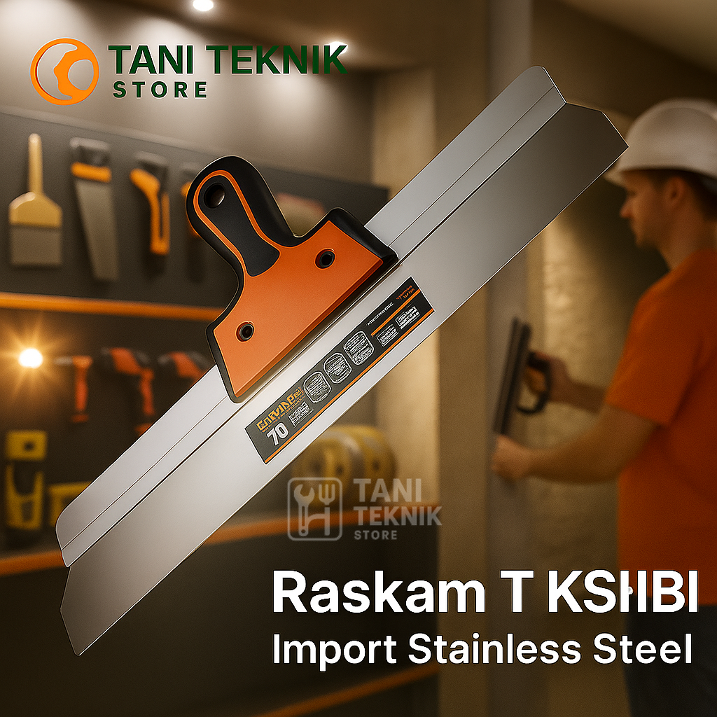 Raskam T KSEIBI Import Stainless Steel 35cm – Alat Skim Coat Plamir Acian Dinding Profesional