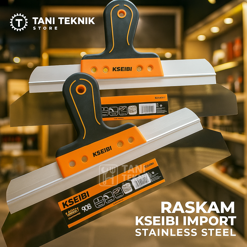 Raskam T KSEIBI Import Stainless Steel 35cm – Alat Skim Coat Plamir Acian Dinding Profesional