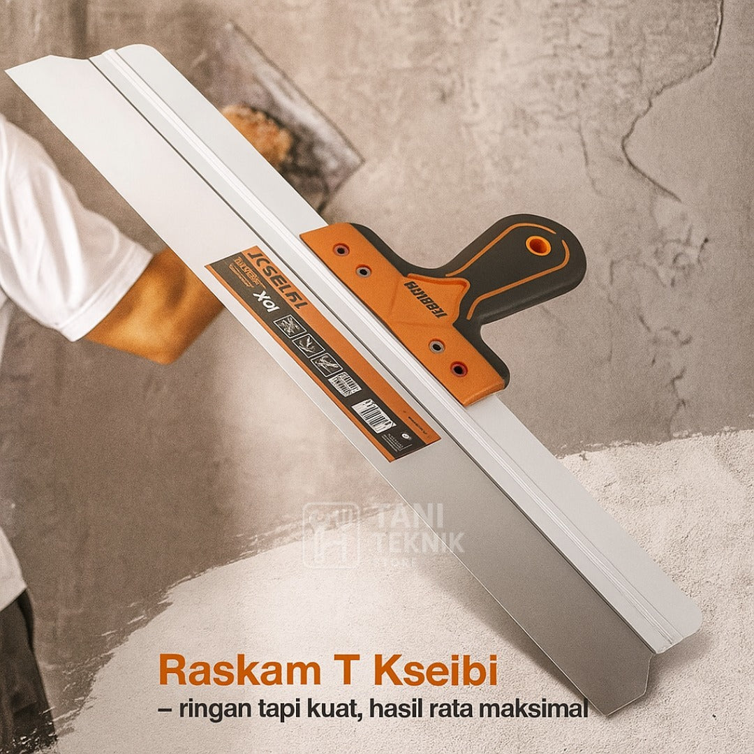 Raskam T KSEIBI Import Stainless Steel 35cm – Alat Skim Coat Plamir Acian Dinding Profesional
