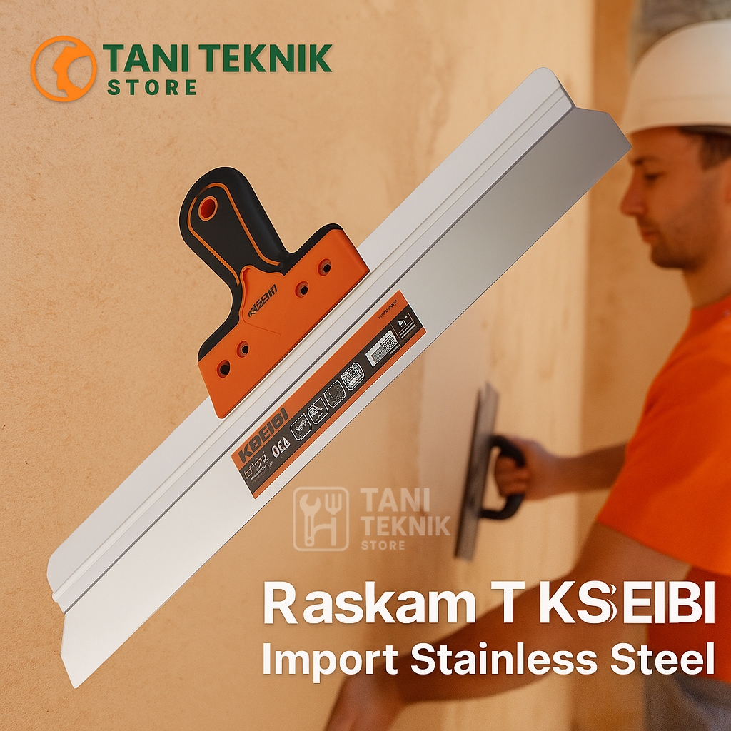 Raskam T KSEIBI Import Stainless Steel 35cm – Alat Skim Coat Plamir Acian Dinding Profesional