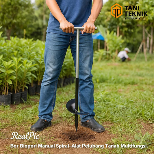 Bor Biopori Manual Spiral – Alat Pelubang Tanah Multifungsi Kompos & Resapan Air | Tinggi 90cm