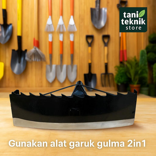 Garukan Rumput & Gulma 2 in 1 Baja Asli - Ukuran 40cm | Alat Cakar Tanah Multifungsi pembersih Kebun sawit