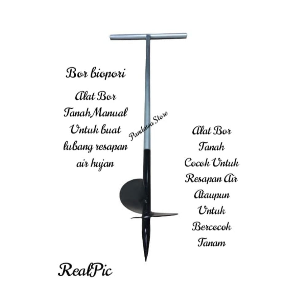 Bor Biopori Manual Spiral – Alat Pelubang Tanah Multifungsi Kompos & Resapan Air | Tinggi 90cm