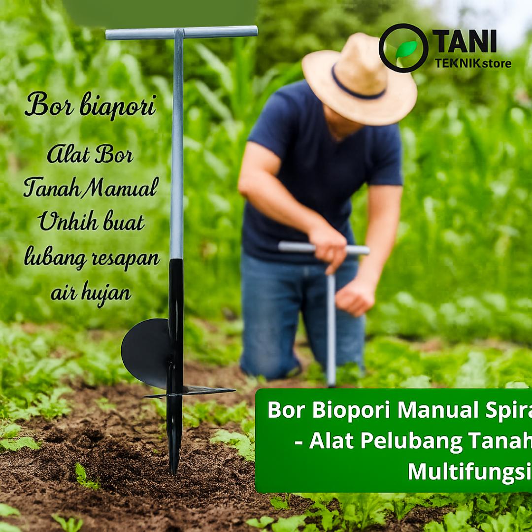 Bor Biopori Manual Spiral – Alat Pelubang Tanah Multifungsi Kompos & Resapan Air | Tinggi 90cm