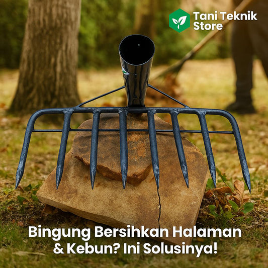 Garukan Tanah Serbaguna Gigi 8 – Cangkul Sampah & Kotoran | Lebar 28cm | Besi Baja Kuat