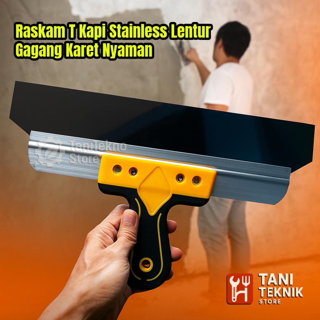 Raskam T Kapi Plamir 35cm – Alat Kompon Acian Stainless Anti Karat Gagang Karet