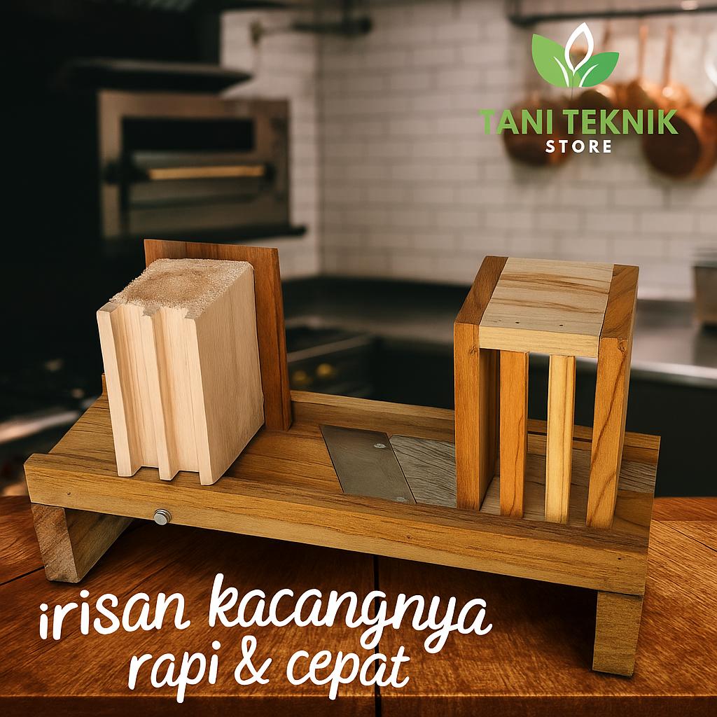 Pasah Kacang Manual – Alat Perajang Kacang Rempeyek Kayu Jati + Bonus Pisau Cadangan