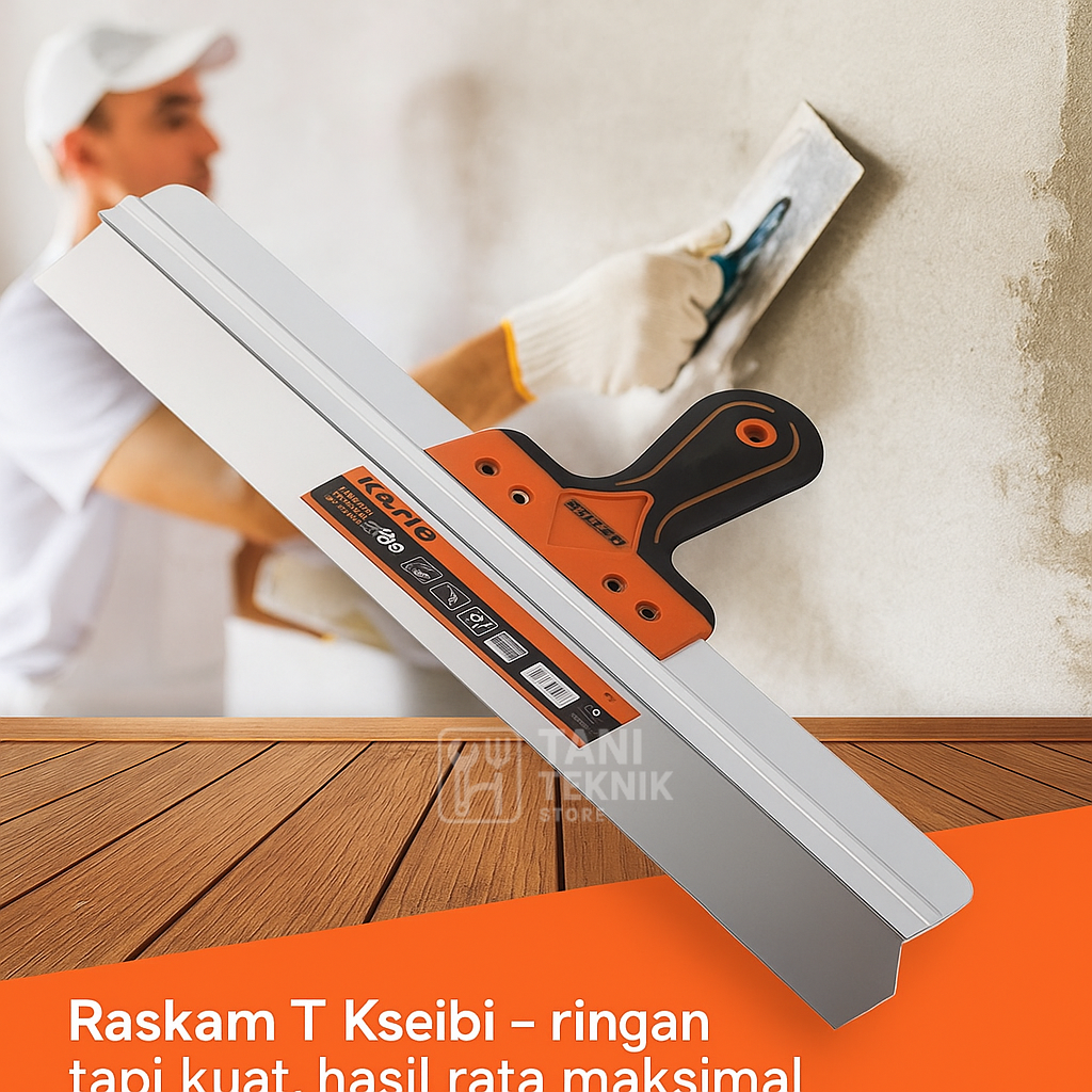 Raskam T KSEIBI Import Stainless Steel 35cm – Alat Skim Coat Plamir Acian Dinding Profesional