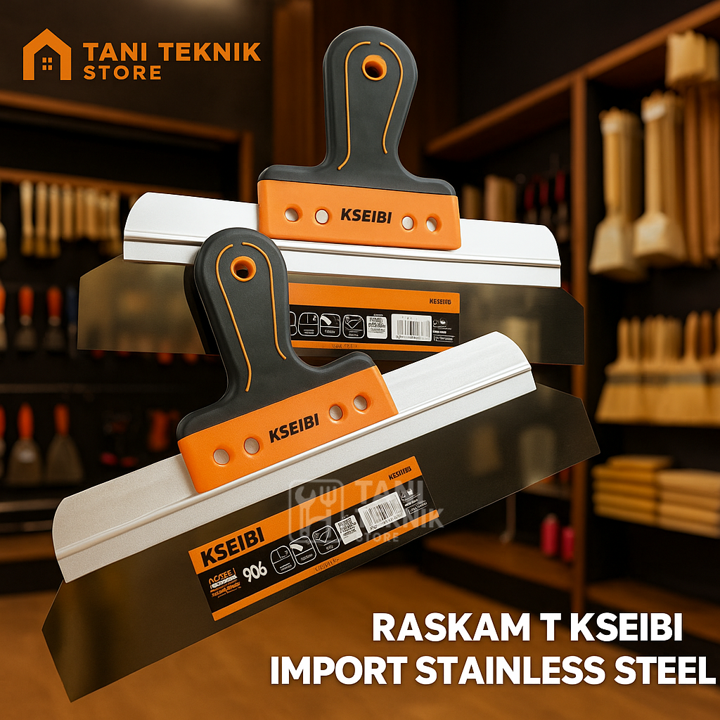 Raskam T KSEIBI Import Stainless Steel 35cm – Alat Skim Coat Plamir Acian Dinding Profesional