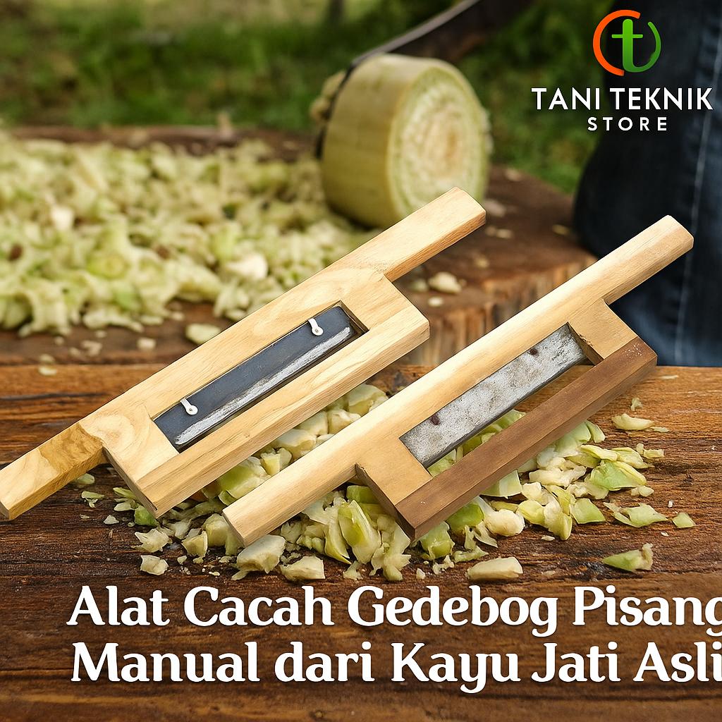 Alat Cacah Gedebog Pisang Manual – Pencacah Batang Pisang dari Kayu Jati untuk Pakan Entok Bebek