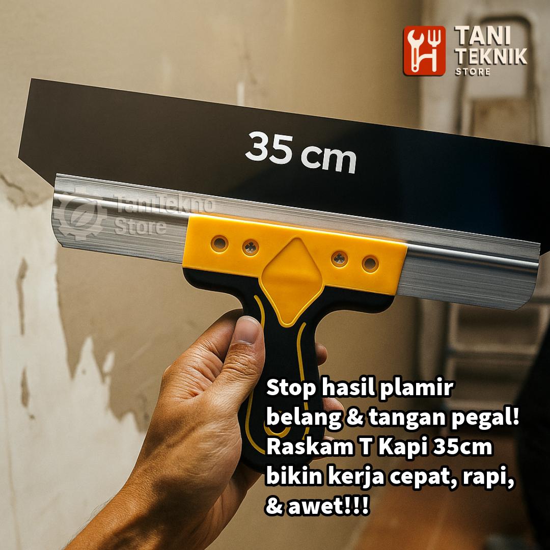 Raskam T Kapi Plamir 35cm – Alat Kompon Acian Stainless Anti Karat Gagang Karet
