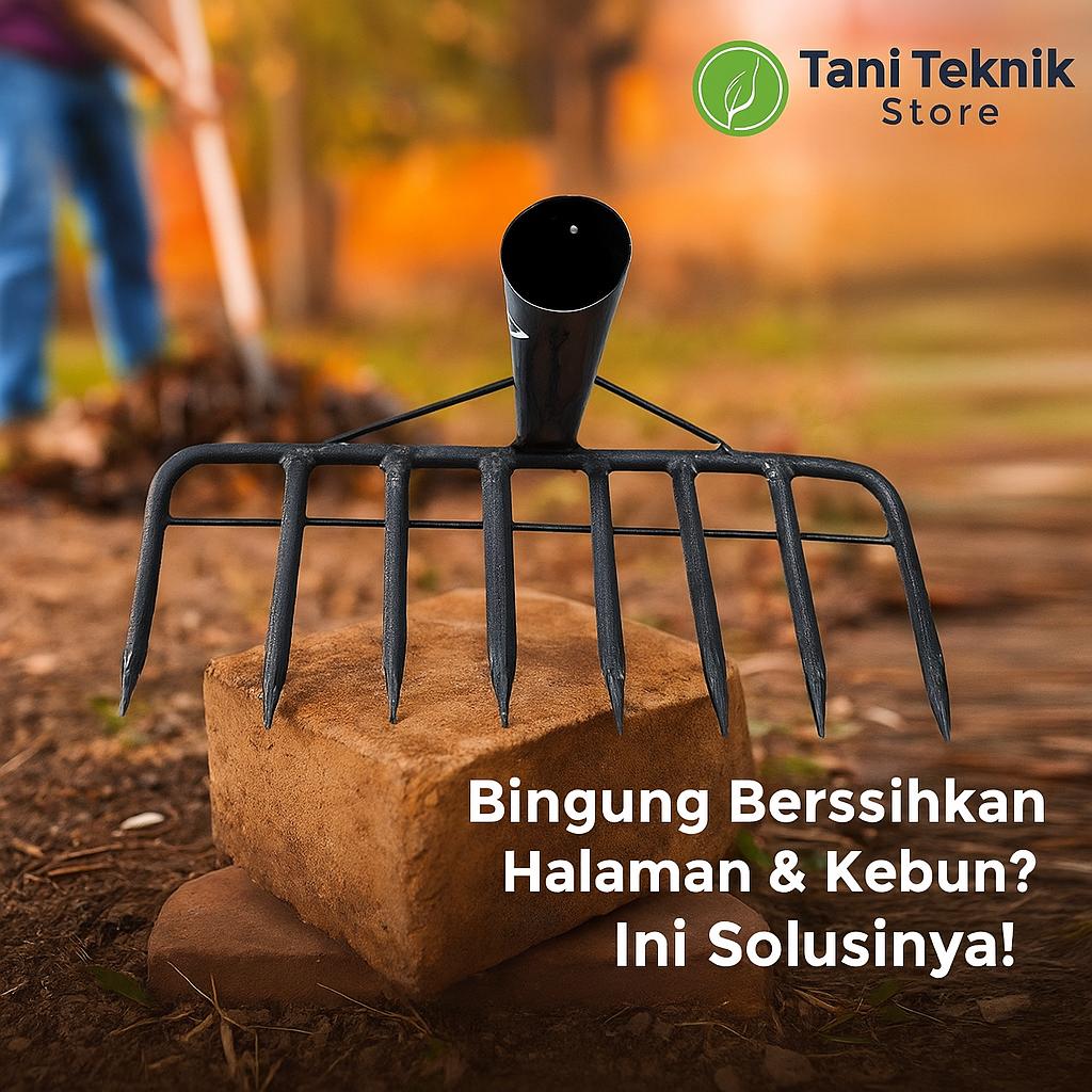 Garukan Tanah Serbaguna Gigi 8 – Cangkul Sampah & Kotoran | Lebar 28cm | Besi Baja Kuat