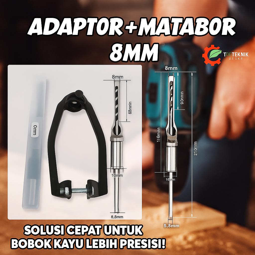 Adaptor Dudukan Mesin Bor Bobok Kayu – Dudukan Baja untuk Mortise 6mm 8mm 10mm | Aksesoris Mesin Bor