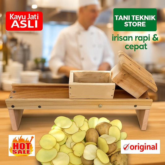 Alat Serut Bawang & Keripik dari Kayu – Pengiris Bawang Merah, Kentang, Singkong, Pisang | parutan Bisa Atur Ketebalan Pisau
