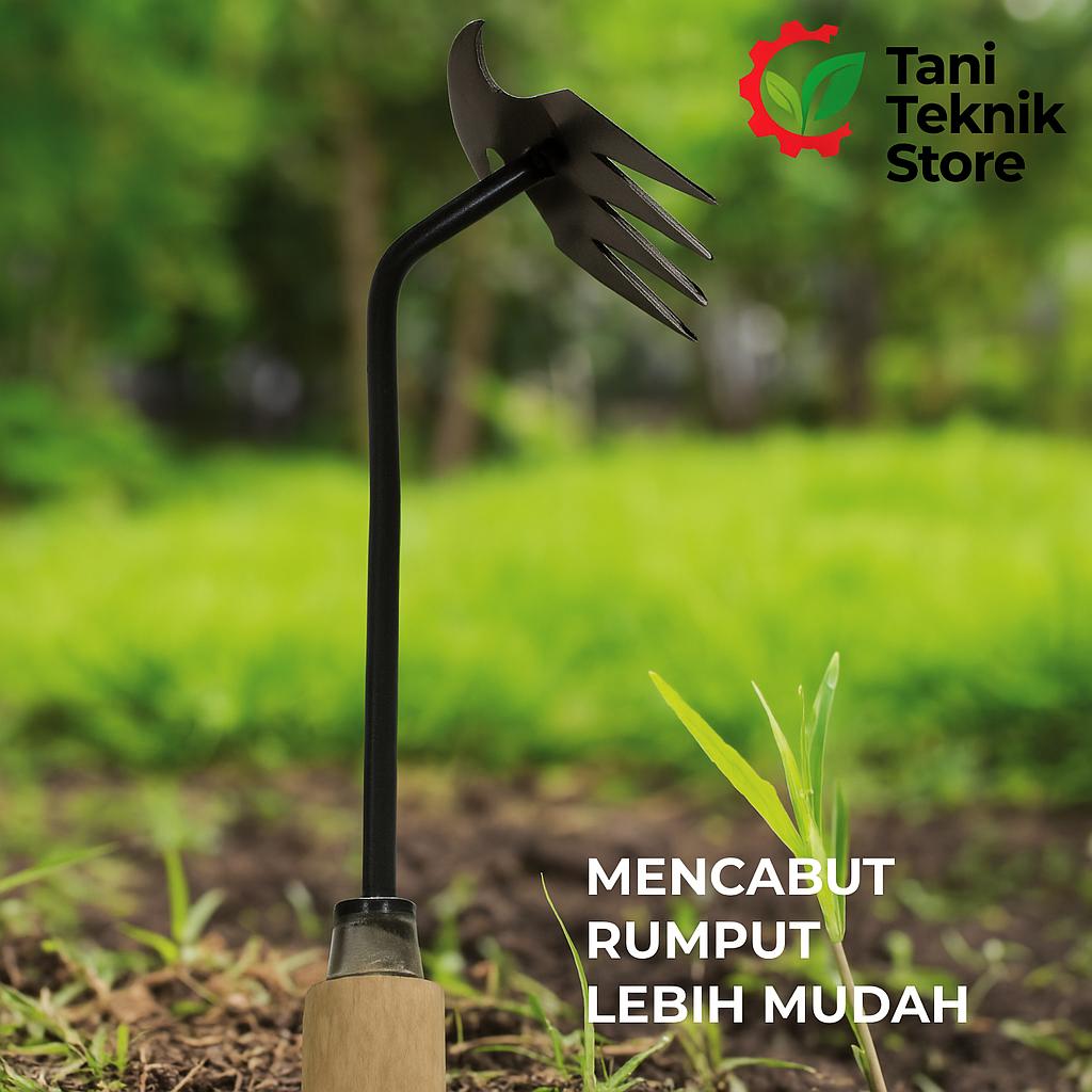 Cangkul Pencabut Rumput & Akar – Alat Penyiangan Tanaman Liar Baja Mangan pembersih