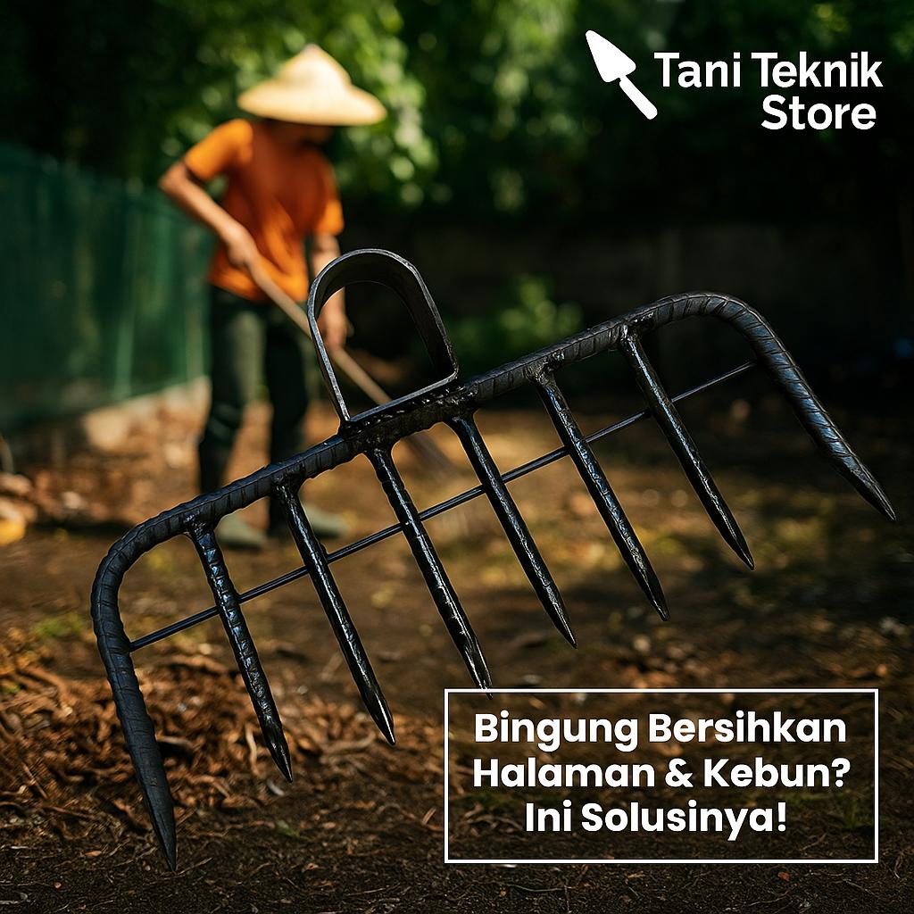 Garukan Tanah Serbaguna Gigi 8 – Cangkul Sampah & Kotoran | Lebar 28cm | Besi Baja Kuat