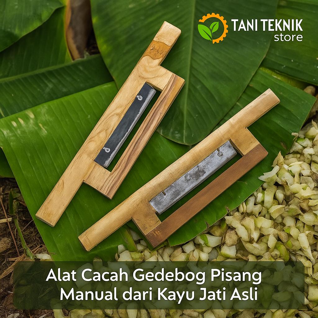 Alat Cacah Gedebog Pisang Manual – Pencacah Batang Pisang dari Kayu Jati untuk Pakan Entok Bebek