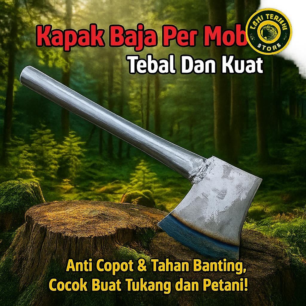 Kapak Kayu Full Baja – Gagang Pipa Besi Kuat & Tajam | Alat Tukang & Perkakas Serbaguna