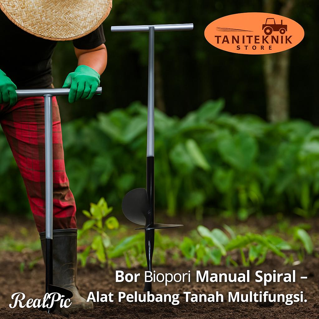 Bor Biopori Manual Spiral – Alat Pelubang Tanah Multifungsi Kompos & Resapan Air | Tinggi 90cm