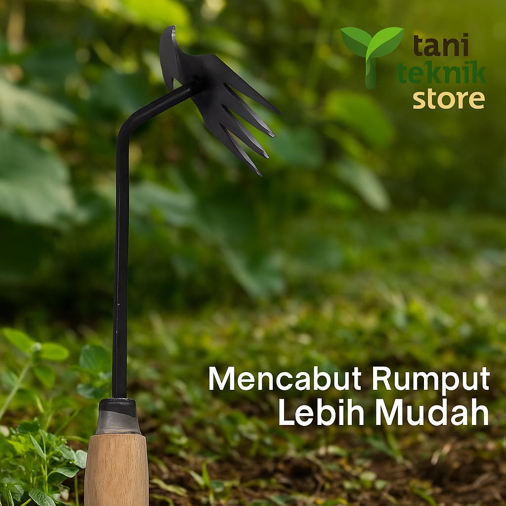 Cangkul Pencabut Rumput & Akar – Alat Penyiangan Tanaman Liar Baja Mangan pembersih