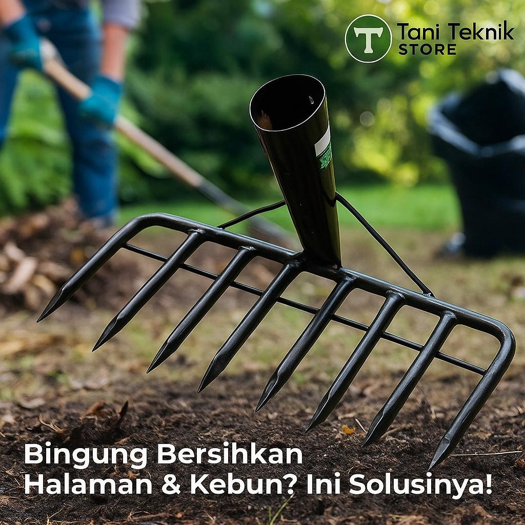 Garukan Tanah Serbaguna Gigi 8 – Cangkul Sampah & Kotoran | Lebar 28cm | Besi Baja Kuat