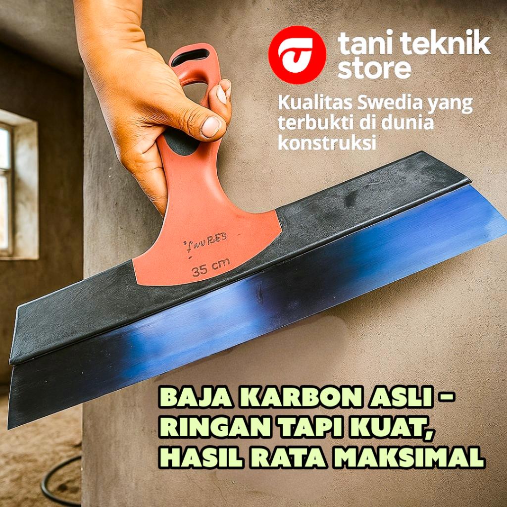 Raskam Baja Karbon 30 - 35cm – Alat Skim Coat, Acian & Plamir Dinding – Trowel Asli