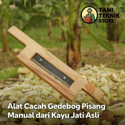 Alat Cacah Gedebog Pisang Manual – Pencacah Batang Pisang dari Kayu Jati untuk Pakan Entok Bebek