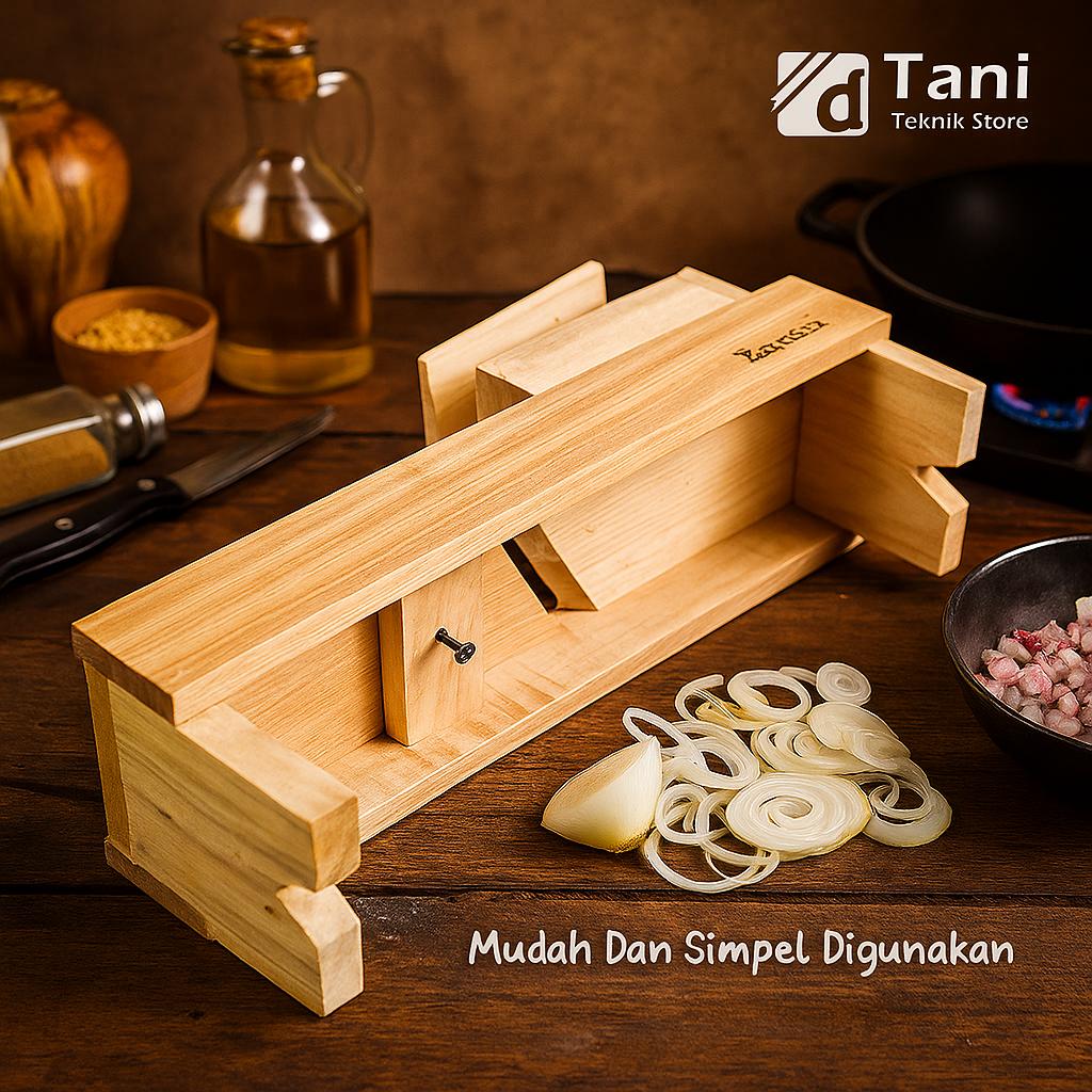 Alat Serut Bawang & Keripik dari Kayu – Pengiris Bawang Merah, Kentang, Singkong, Pisang | parutan Bisa Atur Ketebalan Pisau