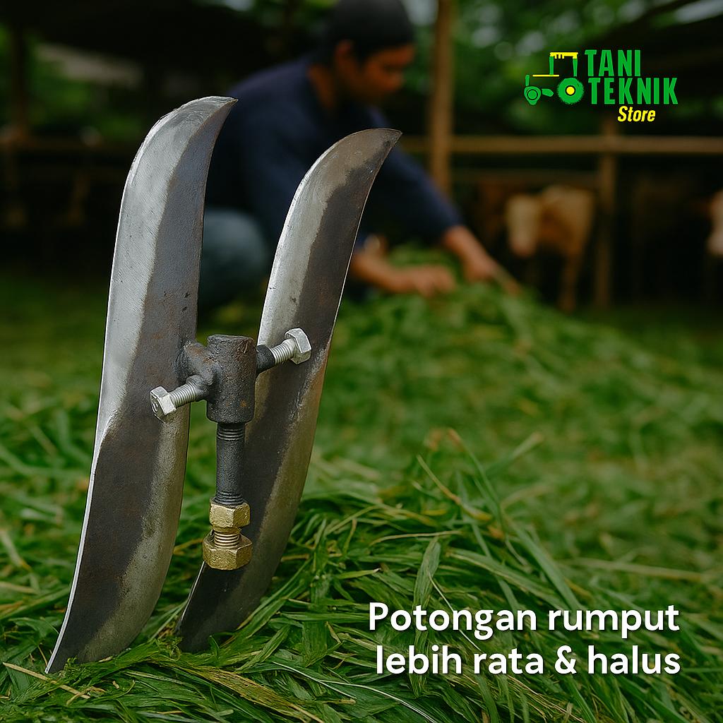 Pisau Pencacah Rumput 25, 30, 35, 40 cm + As 10mm – 2 Mata Baja Asli Tajam untuk Mesin Pakan Ternak