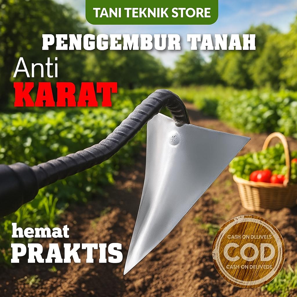 Cangkul Baja Segitiga Tanpa Gagang – Anti Karat & Kuat untuk pembuat galengan Sawah & Kebun