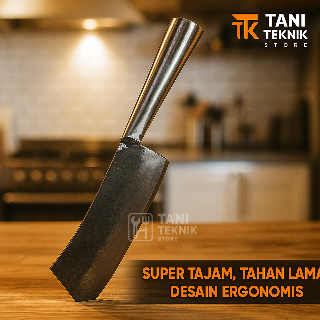 Pisau Cacah Daging Tulang Baja Tebal Anti Karat – Tajam & Ergonomis Untuk UMKM Dan Petani