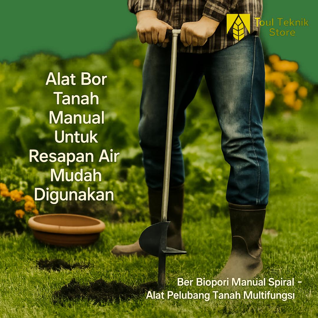 Bor Biopori Manual Spiral – Alat Pelubang Tanah Multifungsi Kompos & Resapan Air | Tinggi 90cm