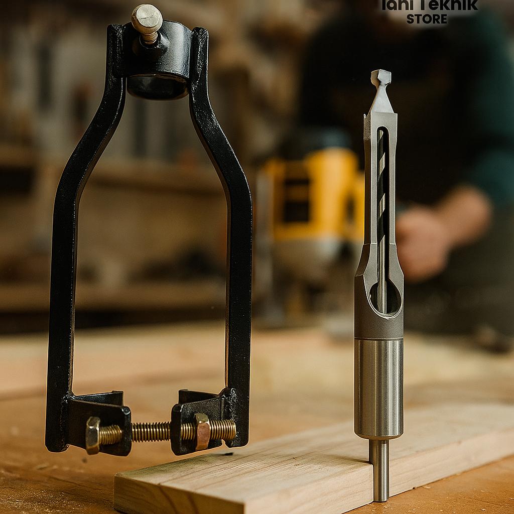 Adaptor Dudukan Bor Bobok Kayu – Pembuat Lubang Persegi | Wood Mortising Attachment kunci setel