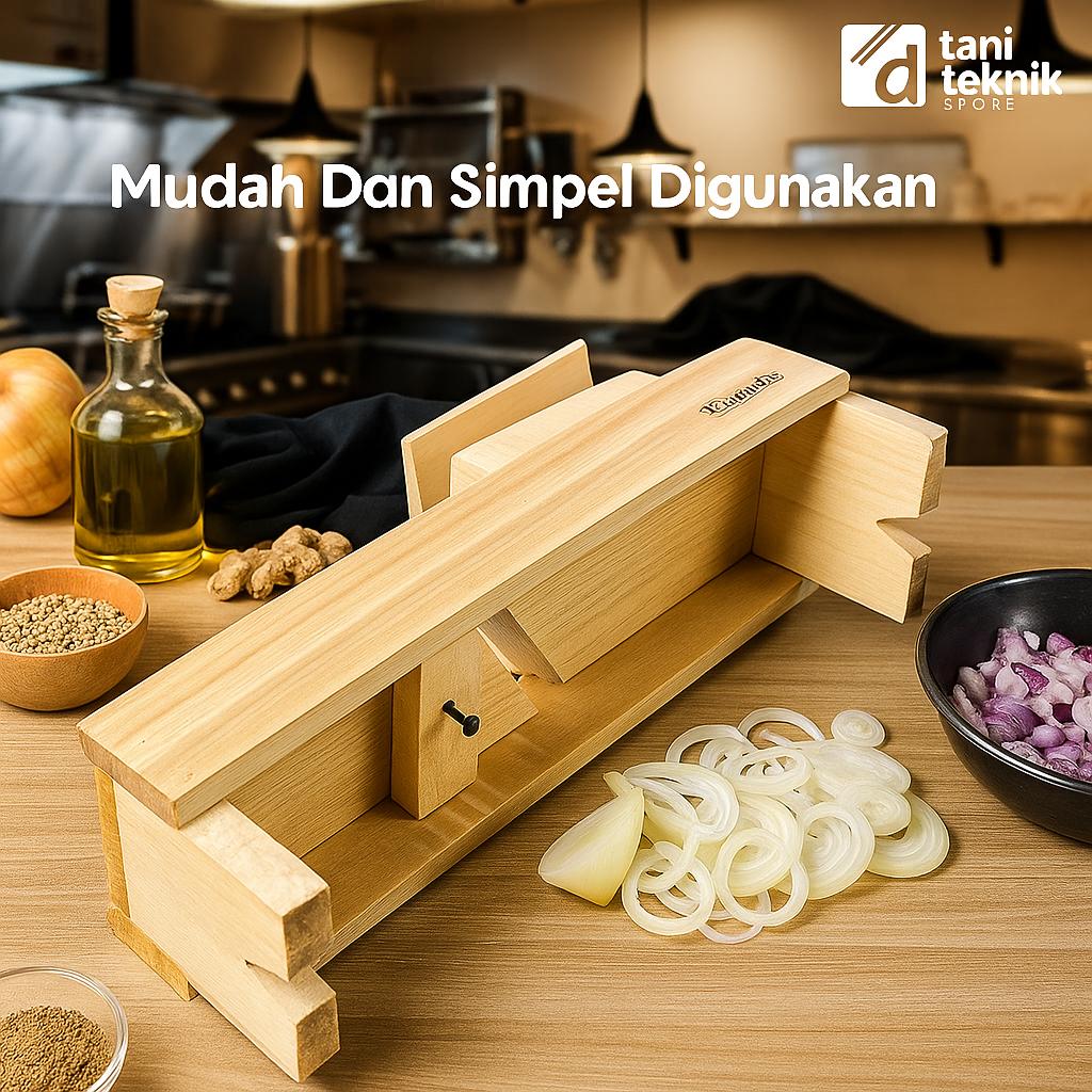 Alat Serut Bawang & Keripik dari Kayu – Pengiris Bawang Merah, Kentang, Singkong, Pisang | parutan Bisa Atur Ketebalan Pisau