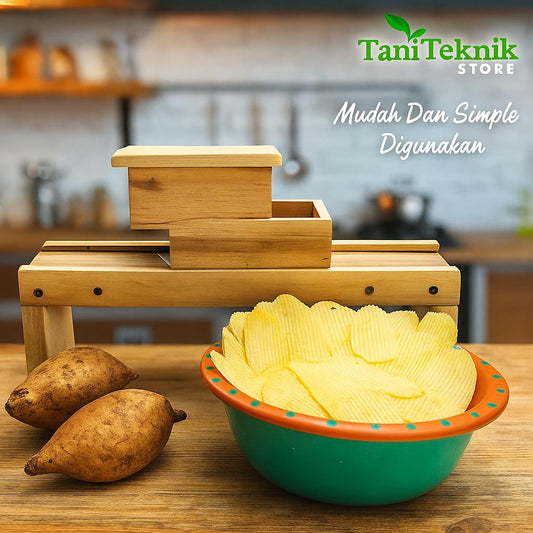 Alat Serut Bawang & Keripik dari Kayu – Pengiris Bawang Merah, Kentang, Singkong, Pisang | parutan Bisa Atur Ketebalan Pisau