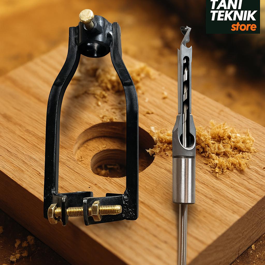 Adaptor Dudukan Bor Bobok Kayu – Pembuat Lubang Persegi | Wood Mortising Attachment kunci setel
