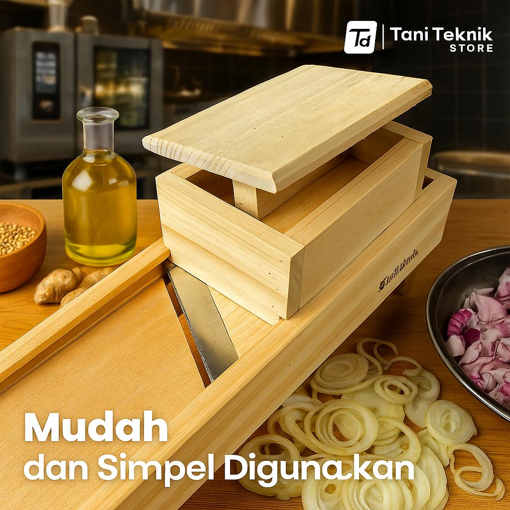 Alat Serut Bawang & Keripik dari Kayu – Pengiris Bawang Merah, Kentang, Singkong, Pisang | parutan Bisa Atur Ketebalan Pisau